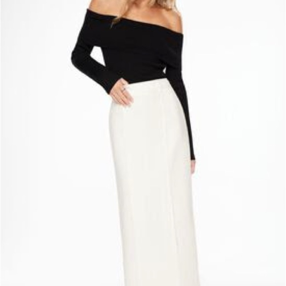 Dynamite Cream Maxi Pencil Skirt with Slit
